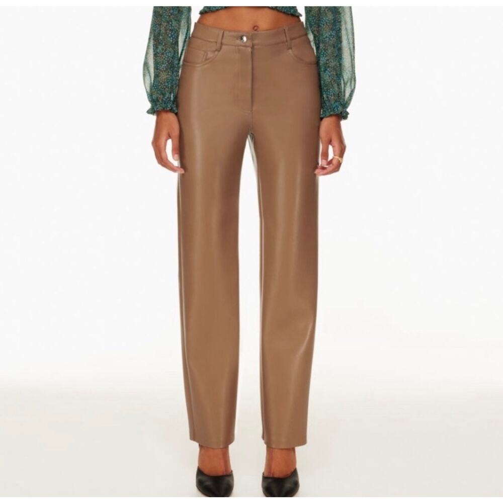 Wilfred by Aritzia The Melina Pant Vegan Faux Leather Camel Patina Brown Size‎ 6